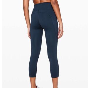 Lululemon Fast and Free High-Rise Crop 23 Non-Reflective True Navy Blue Leggings